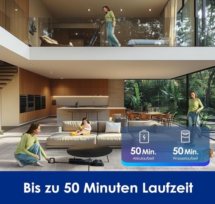 Tineco Floor ONE S7 Stretch Ultra Nass Trockensauger, 180° Lay-Flat Nasssauger, 85°C 5 Min Flashdry-Selbstreinige, 50 Min Laufzeit, DualBlock Anti-Tangle, Beide Kantenreinigen, Reinigen unter Möbeln 