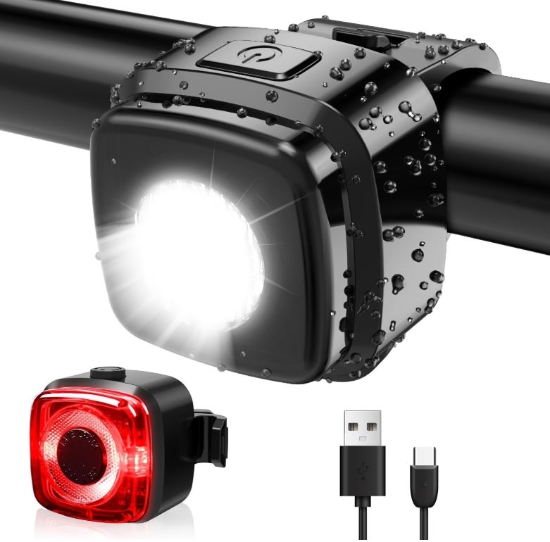 Antimi Fahrradleuchten-Set, StVZO-zugelassen Beleuchtungsset Led IPX5 Frontlicht + Rücklicht Fahrradlicht Set USB Typ C 