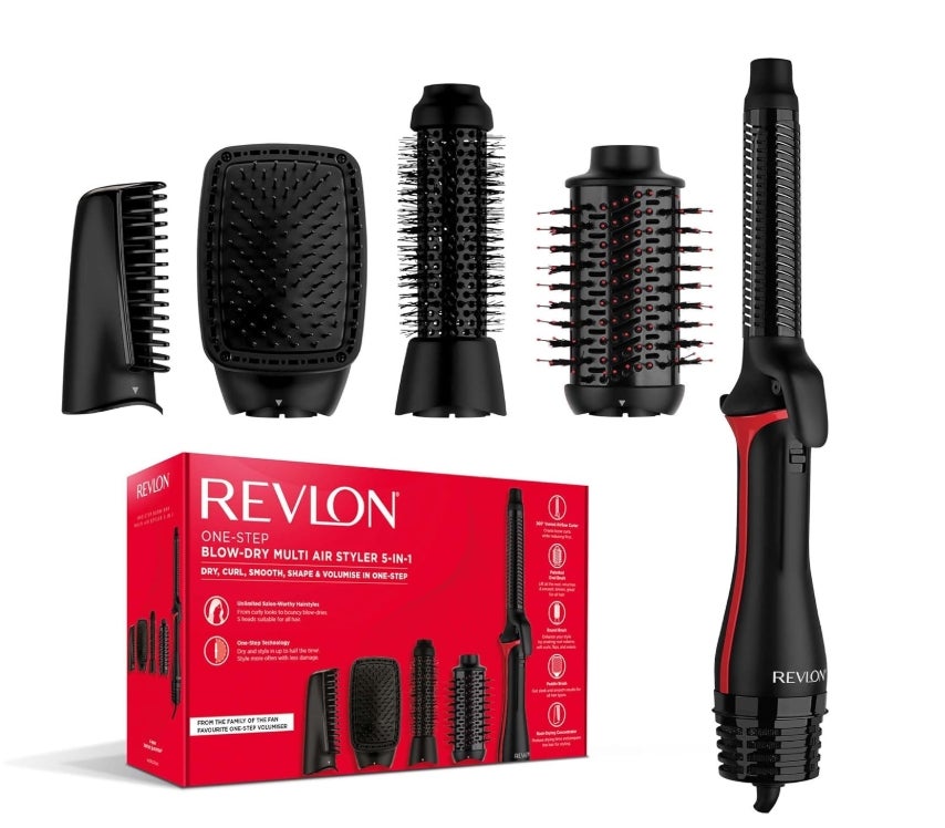 REVLON 5-in-1 One-StepTM-Haartrockner und Multi-Styler (abnehmbare Köpfe, Lockenaufsatz, Trockner, Volumiser, Styler, Formgeber). RVDR5370 