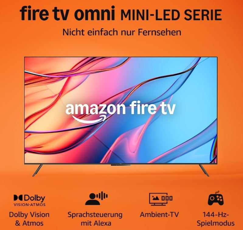 Amazon Fire TV Omni-Mini-LED-Serie, QLED-Smart-TV mit 55 Zoll (139 cm), 4K UHD, Dolby Vision IQ, Ambient-TV, 144-Hz-Spielmodus, Local Dimming und Sprachsteuerung mit Alexa 