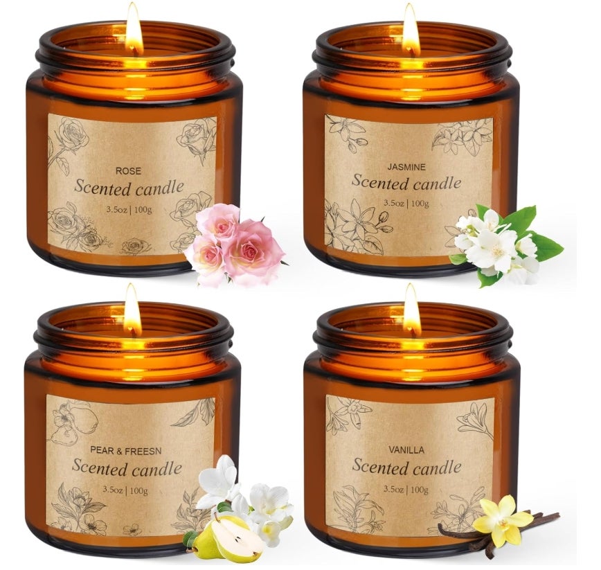 Duftkerze im Glas, 4 x Duftkerzen Geschenke für Frauen, Duft Kerzen Set aus Natürlichem Sojawachs & ätherische Öle&nbsp;