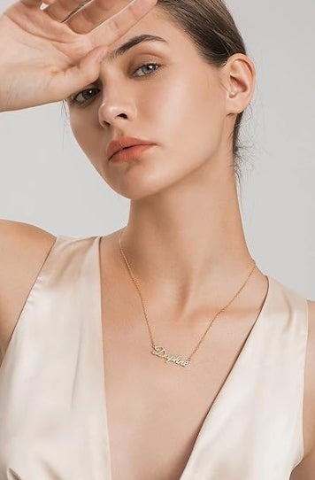 Personalisierte Namenskette | 14 Schriftarten zur Auswahl | Anpassbarer Anhänger aus 18K vergoldetem Edelstahl und Sterling Silber 