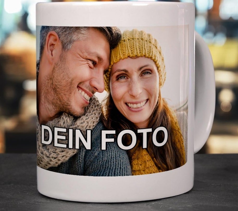 Tasse mit Foto bedrucken lassen - Fototasse personalisieren – Kaffeebecher zum selbst gestalten 