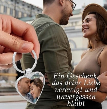 Schlüsselanhänger Personalisiert aus Edelstahl mit Foto & Gravur 
