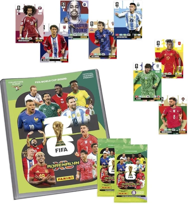 Adrenalyn XL-Weltmeister-Album 2026, Megapack Adrenalyn FIFA World Cup 2026, mit Fußballkarten, Ordner und Umschlägen, Sammelalbum, Fußball-Weltmeisterschaft Panini 