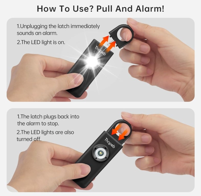 Original Persönlicher Alarm Für Frauen, Schlüsselanhänger Mit Alarm für Selbstverteidigung und Sicherheit, 130 dB Sirene, LED-Stroboskoplicht, Hilft Ältesten, Kinder 