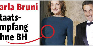 Carla Bruni ohne BH beim Staatsempfang