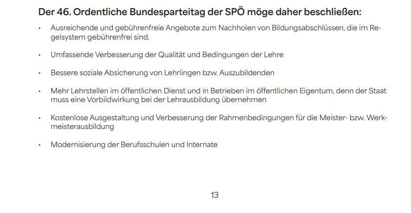 Anträge für den Bundesparteitag der SPÖ