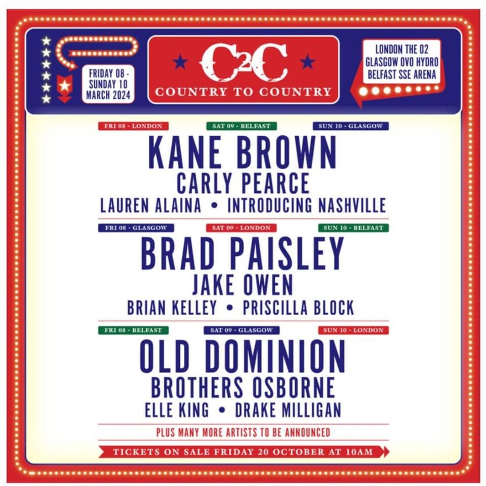 Brad Paisley, Old Dominion und Lauren Alaina als Topstars vom C2C in Berlin