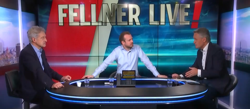 Peter Westenthaler (r.) enthüllte das geheime Ampel-Papier bei FELLNER! LIVE mit Josef Cap (l.) und Niki Fellner. 