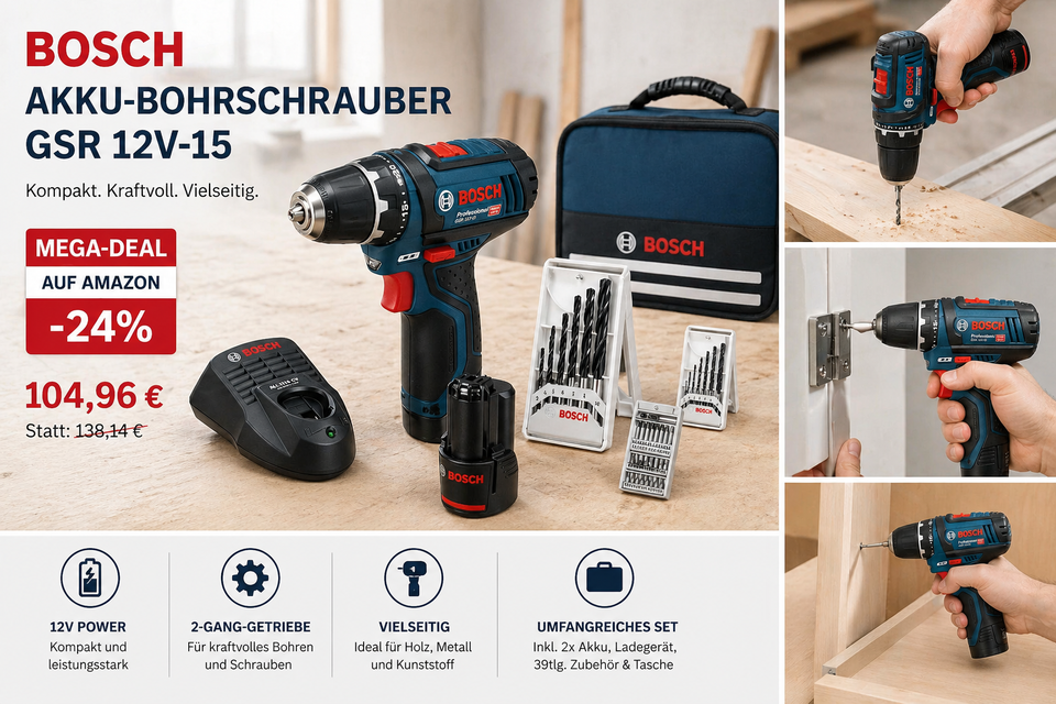Bosch Professional 12V System Akku Bohrschrauber GSR 12V-15