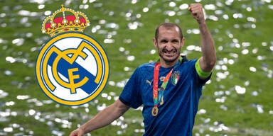Italiens Europameister Giorgio Chiellini mit dem Wappen von Real Madrid