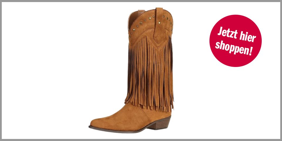 SheSole-Westernboots in Wildleder-Optik mit Fransen – für 76,63 Euro bei Amazon*