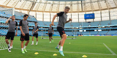 D&auml;nische Nationalmannschafft beim Training