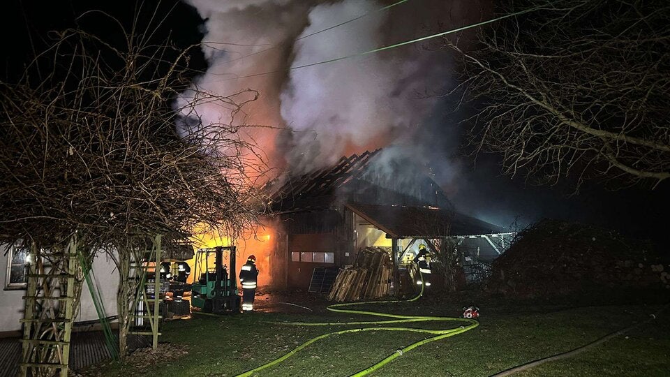 Großbrand in Michelbach hält mehrere Feuerwehren in Atem