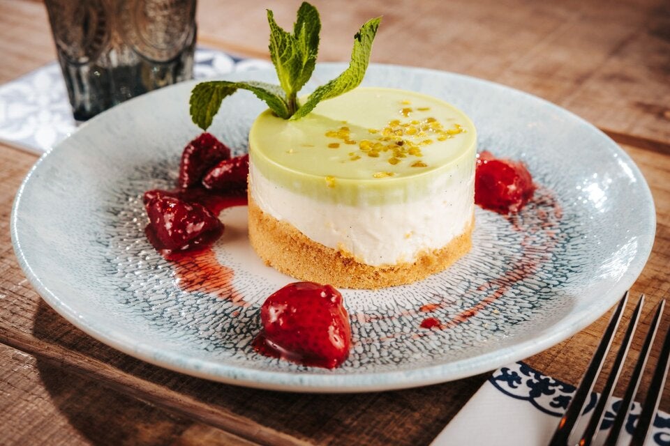 Trendig leichtes Dessert: Pistazien-Cheesecake.