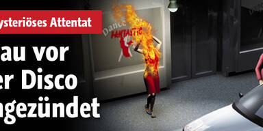 Frau
vor Disco angezündet