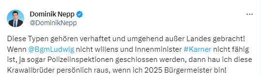 Dominik Nepp empört sich über Böller-Wahnsinn am Reumannplatz