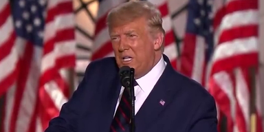 Donald Trump vor US-Flagge