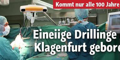 Eineiige Drillinge in Klagenfurt geboren