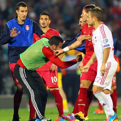 Schlägerei bei Serbien-Albanien