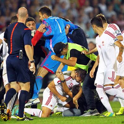 Schlägerei bei Serbien-Albanien