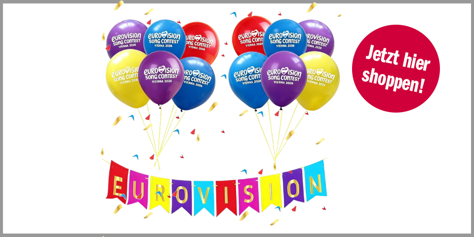 Shopping CH ESC Eurovision Vienna 2026 12 Ballons und ein Banner
