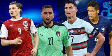 Marcel Sabitzer, Gianluigi Donnarumma, Cristiano Ronaldo, Raphael Varane