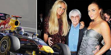 Bernie Ecclestone mit seinen Töchtern Petra & Tamara