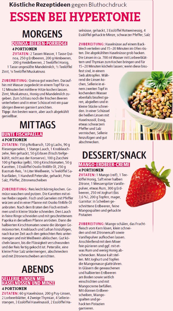 Essen bei Hypertonie