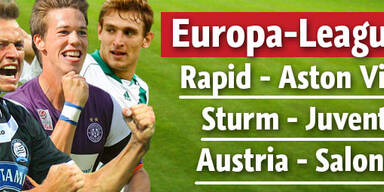 Rapid trifft auf Aston, Sturm auf Juve