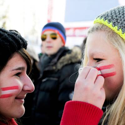 Fan-Ansturm in Kitzbühel