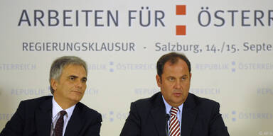 Faymann (l) und Pr&ouml;ll wollen nachvollziehbare Einsparungen