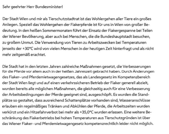 Wien will Hitzefrei für Fiaker ab 30 Grad