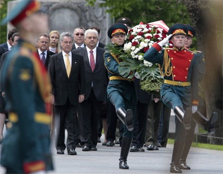 Bundespräsident Heinz Fischer Moskau Kranzniederlegung