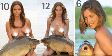Kalender: Nackt-Models posieren mit Karpfen