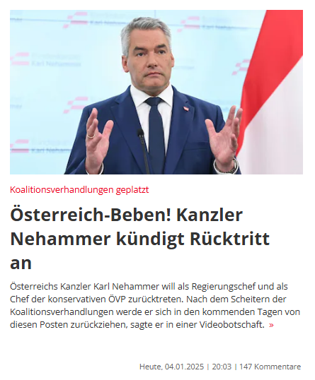 Nehammer-Rücktritt: So reagiert die internationale Presse
