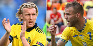 Emil Forsberg (Schweden) und Andryi Yarmolenko