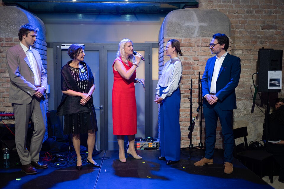 Dr. Michael Stampfer (GF des Wiener Wissenschafts-, Forschungs- und Technologiefonds „WWTF“), Ulla Eppler (Leitung der WE&ME Foundation), Claudia Stöckl, Univ.-Prof.in DDr.in Eva Untersmayr-Elsenhuber, Dr. Michael Stingl (Neurologe) 