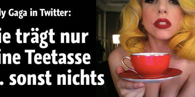 Lady Gaga trägt Teetasse - sonst nichts