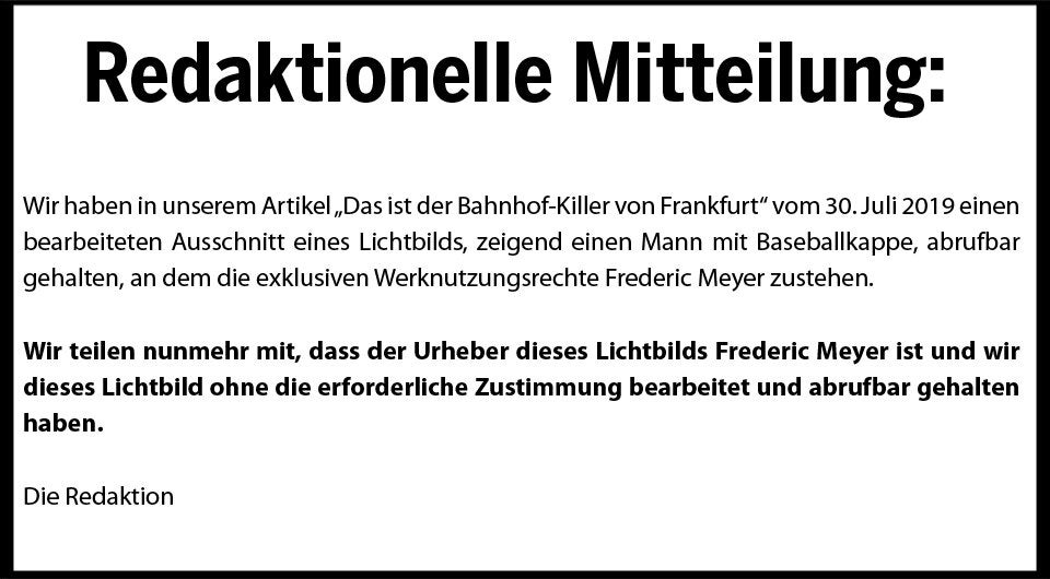 Redaktionelle Mitteilung: