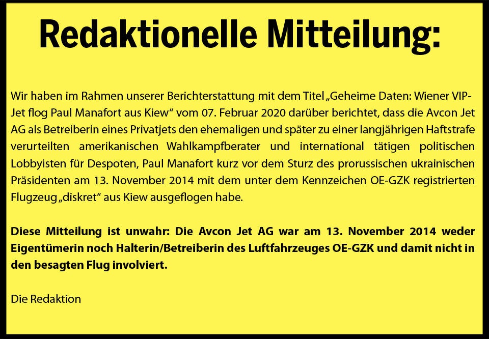 Redaktionelle Mitteilung: