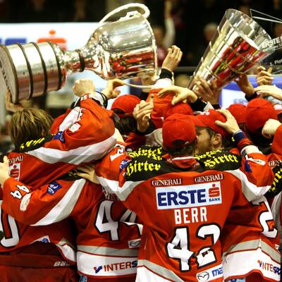 So feiern die KAC-Cracks den Jubiläumstitel