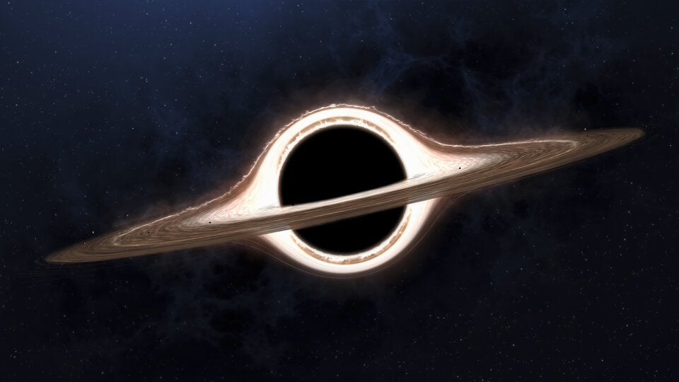 Mit dem Hubble-Weltraumteleskop wurde das Schwarze Loch sichtbar gemacht. 