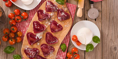 Ravioli Herzen zum Valentinstag