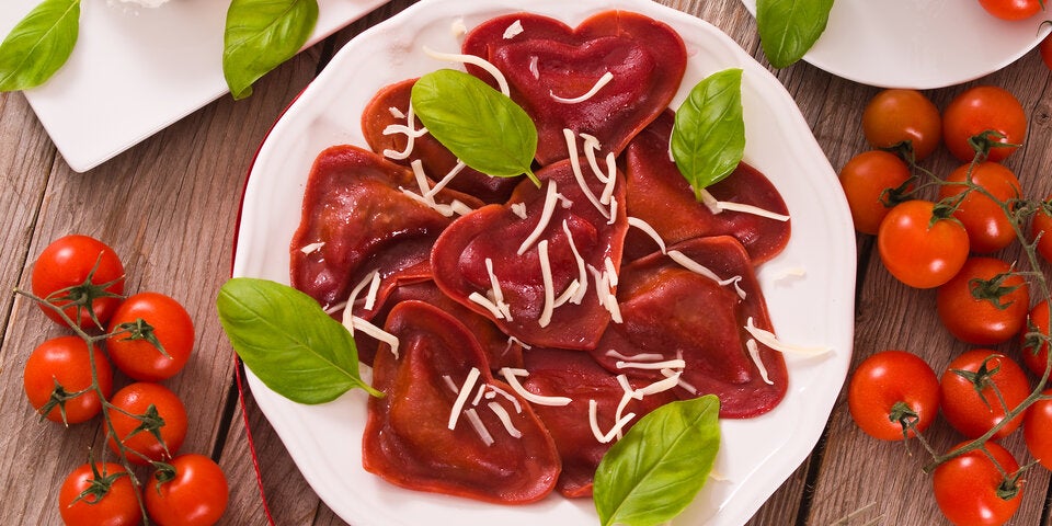 Ravioli Herzen zum Valentinstag