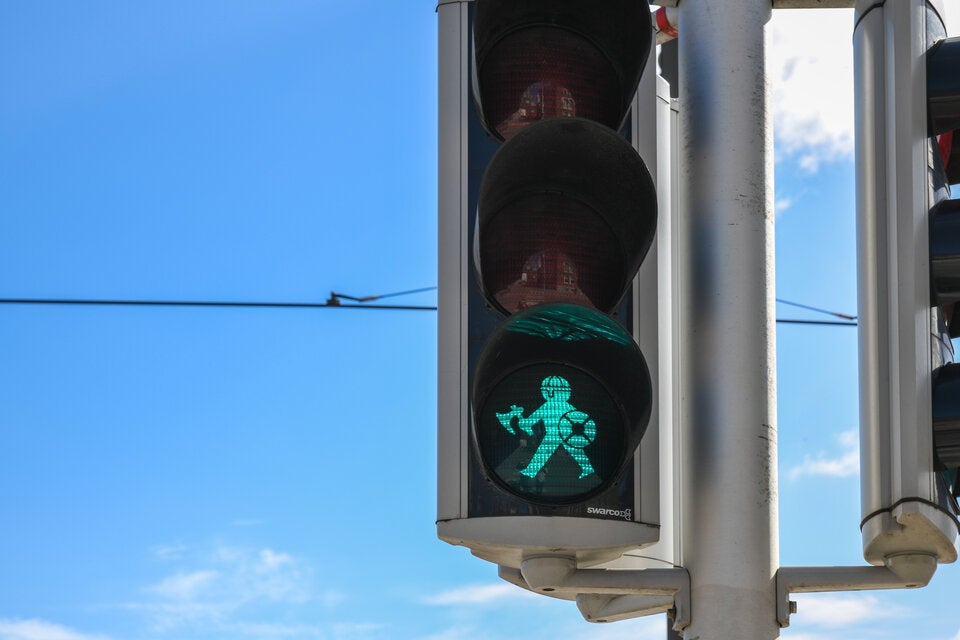 Auch in Aarhus in Dänemark gibt es Ampeln mit Wikingern.