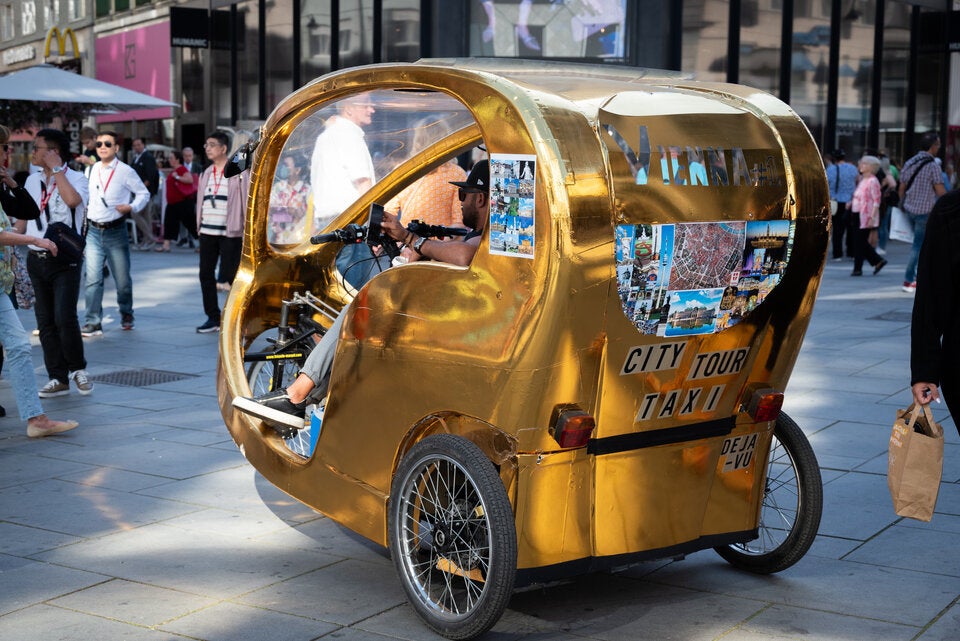 Fahrrad-Taxis sind ein beliebtes Transportmittel für Touristen. 