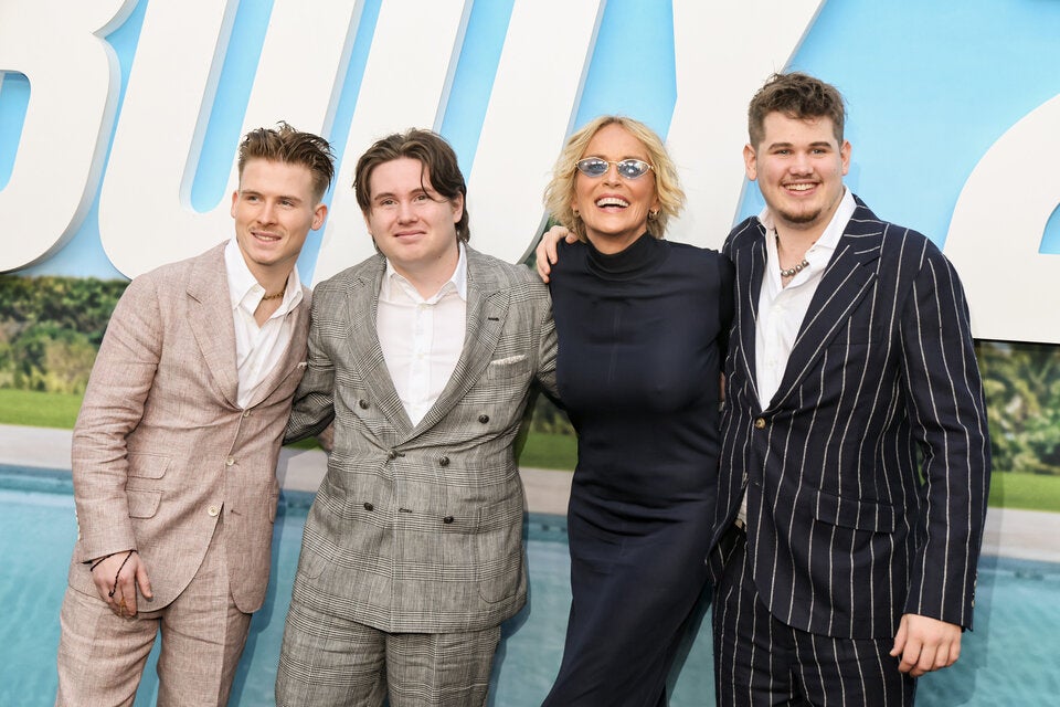 Sharon Stone mit ihren Söhnen Roan, Quinn und Laird. 