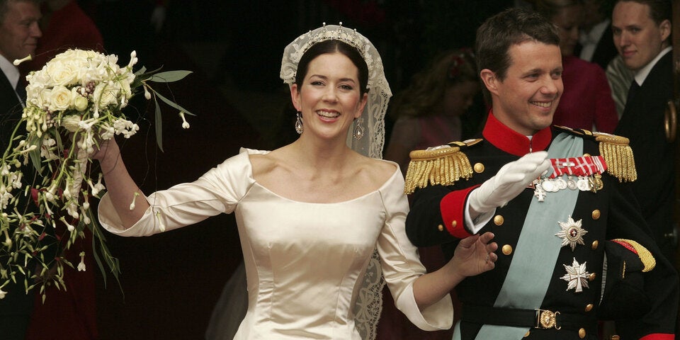 Das Hochzeitskleid der Prinzessin war eine Seidenrobe des dänischen Designers Uffe Frank.